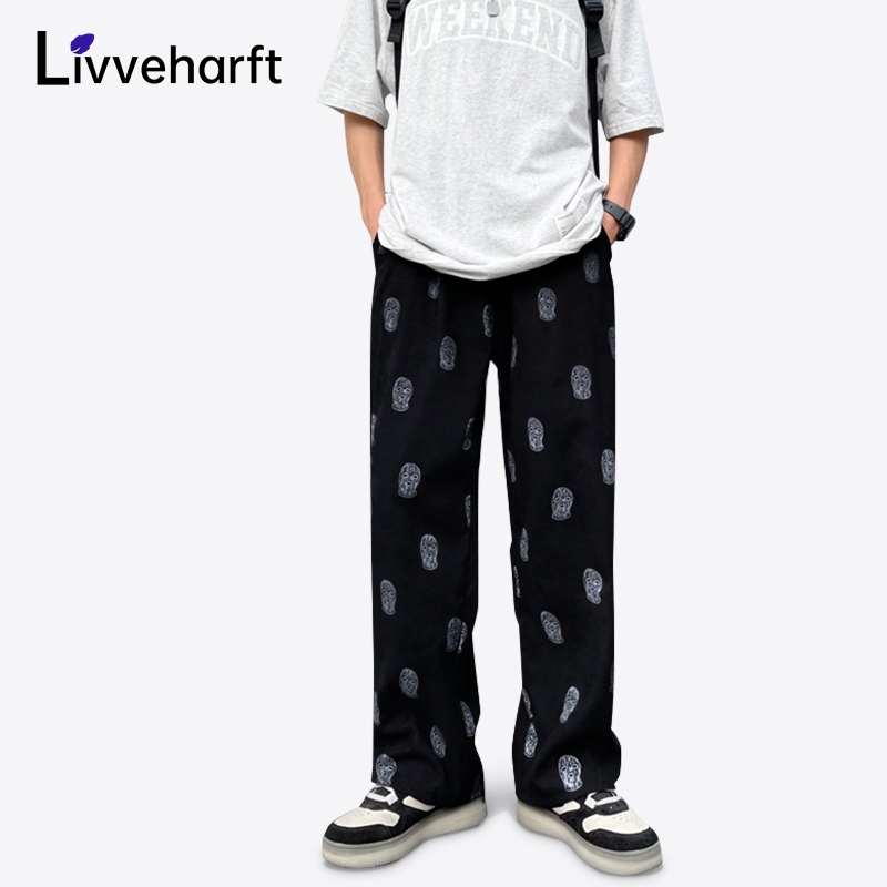 Livveharft-Celana Corduroy Hitam Pria Celana Panjang Pria Kulot