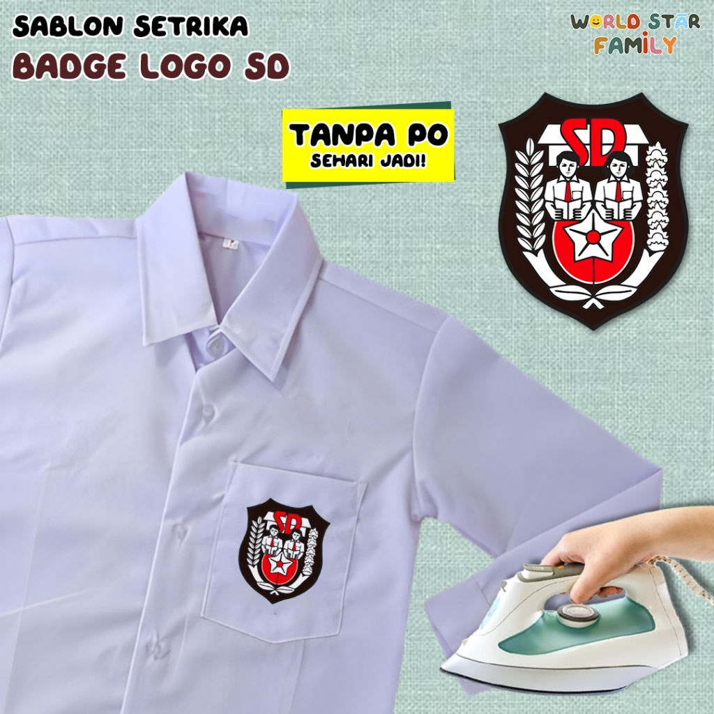 

Stiker Kain Sticker Sablon Setrika DTF Logo Emblem Bet Sekolah TK SD SMP SMA Madrasah MI MTS MA SMK Topi Dasi Baju Pramuka Atribut