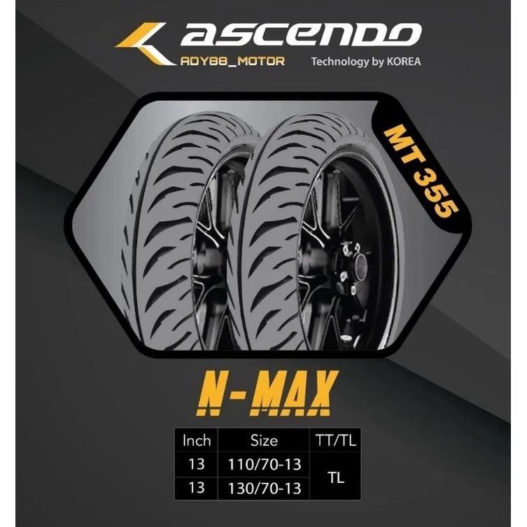 Ascendo Korea Tire Nmax MT 355 Ban Luar 110-130/70-13 Tubless