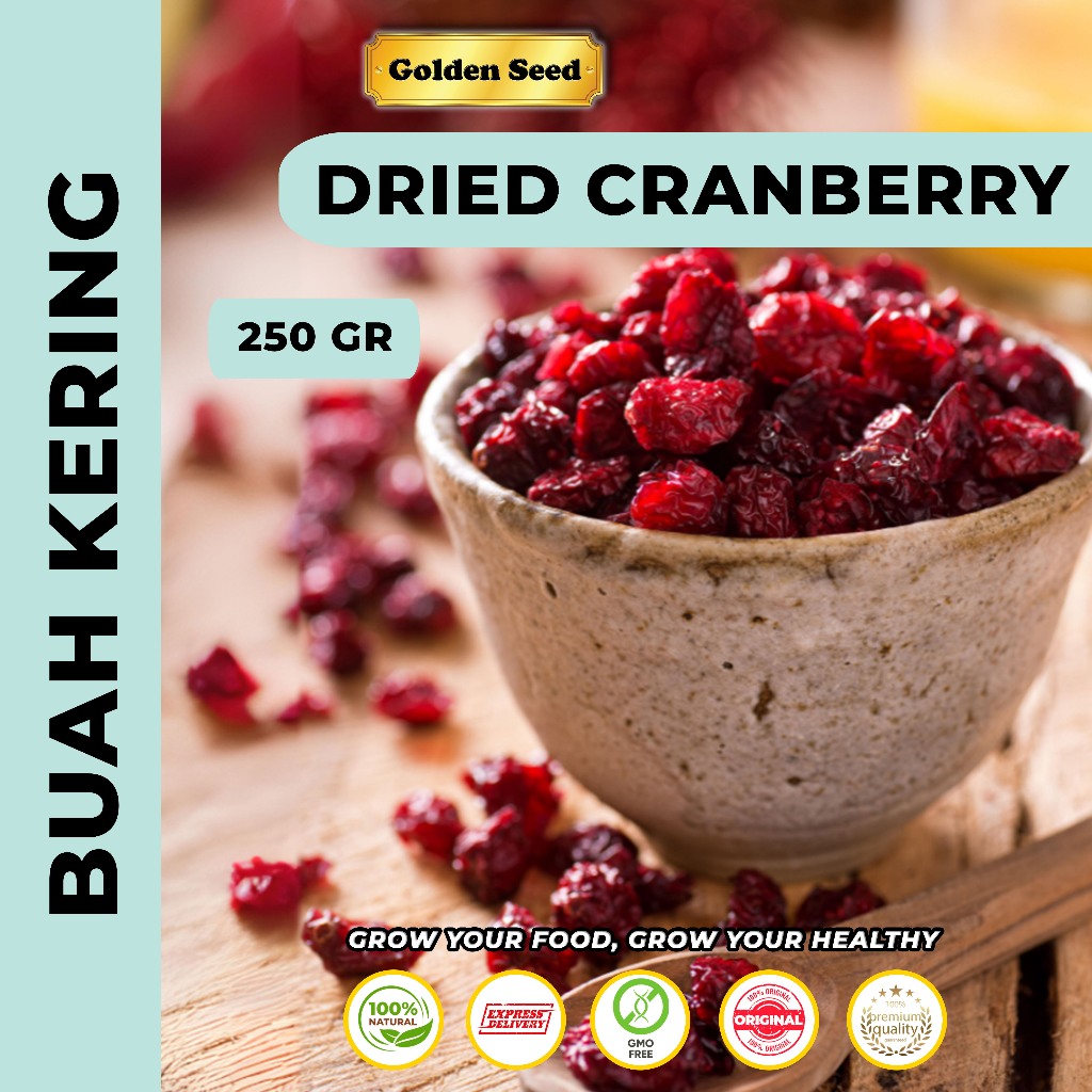 

DRIED CRANBERRY UNSWEETENED 250gr - CRANBERRIES 250 gr - KRANBERI KERING MANIS ALAMI