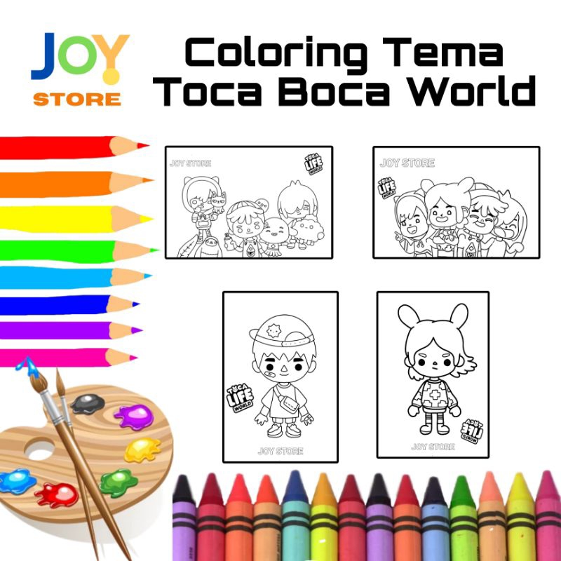 

Kertas Gambar Mewarnai untuk Anak Ukuran A4 dan A5 150 gsm - Coloring Paper Tema Toca Boca World Toko Joy Store