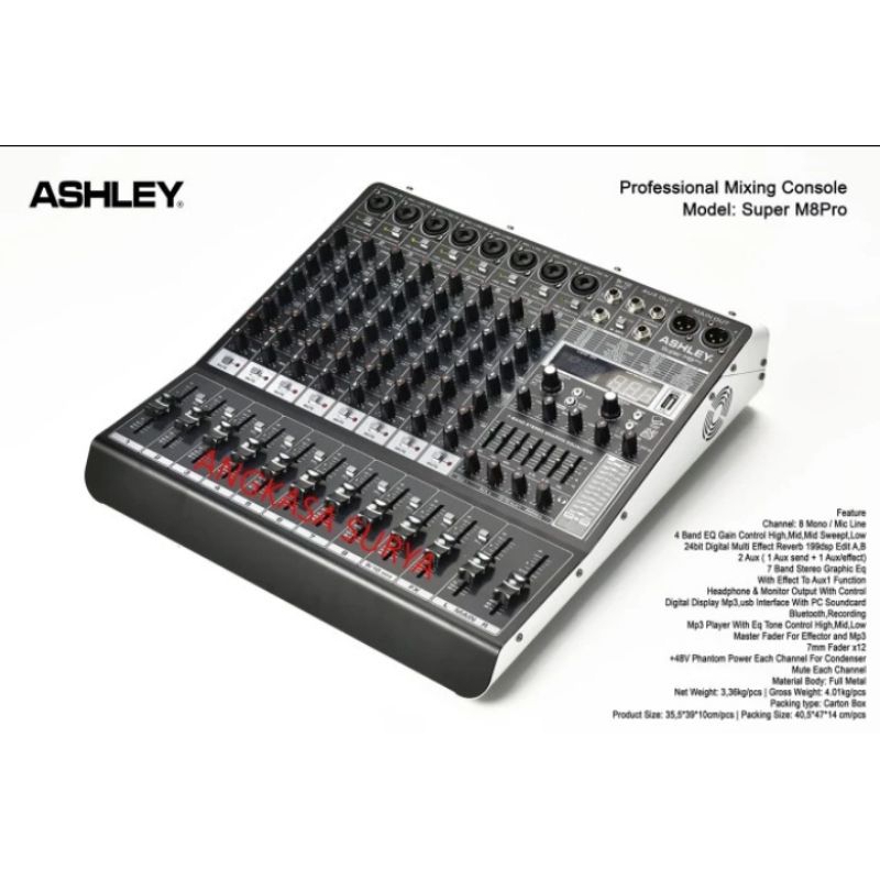 mixer Ashley SUPER M8 PRO original/mixer 8 channel Ashley super m8 pro original NEW