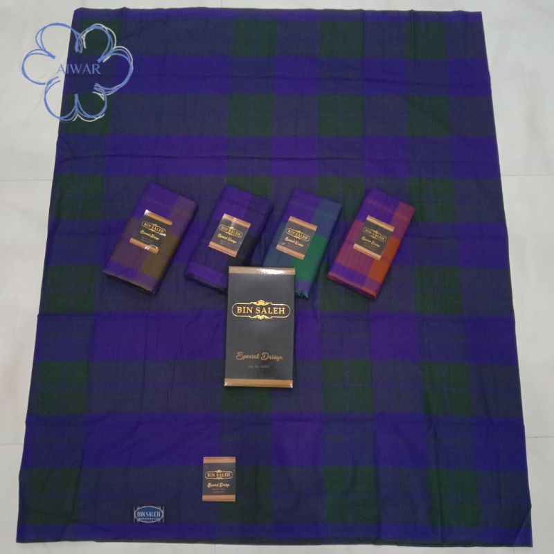 Sarung Pria Dewasa Murah Merek Bin Saleh Motif BHS Dua Teropong Kotak-kotak Jadul