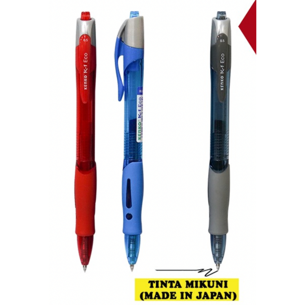 

D3W! Kenko Pulpen K 1 Eco / Gel Pen K 1 Eco Retractable ( Harga 1 Pack isi 12 Pcs )