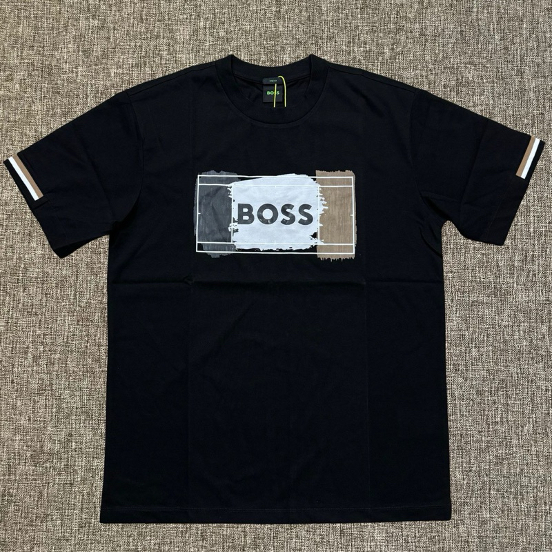 Hugo Boss Signature ArtWork Tee Black Original / Baju Kaos Boss Authentic