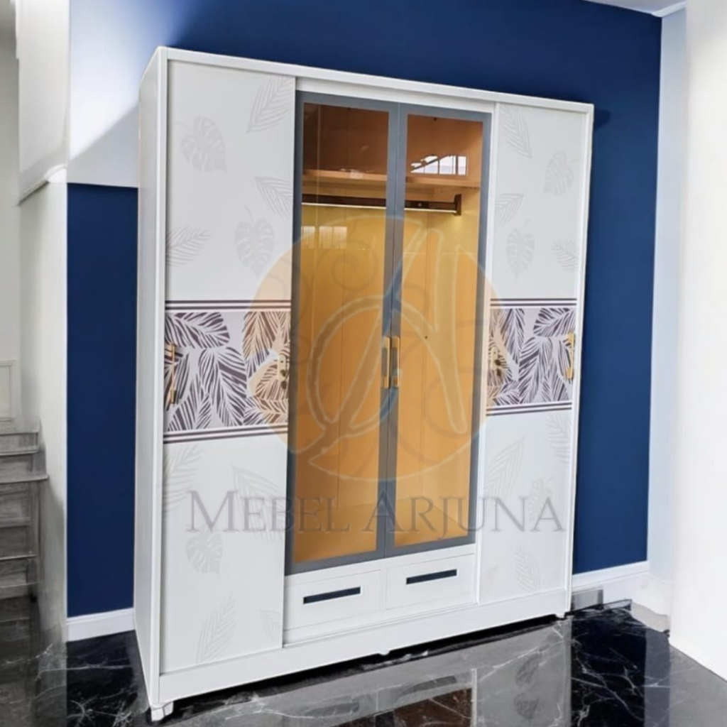 Lemari Pakaian Besi Sliding Geser 4Pintu XLD 5235 / 5330 Import Promo Murah