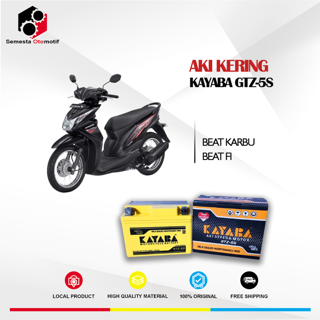 Aki Motor Beat F1 Beat Karbu KAYABA GTZ5S Aki Kering 100% Original Free Bubble