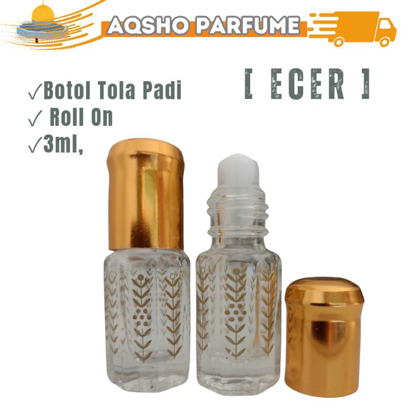 Botol Parfum Tola Padi 3ml, ECER Botol Minyak Wangi Motif Kembang Padi