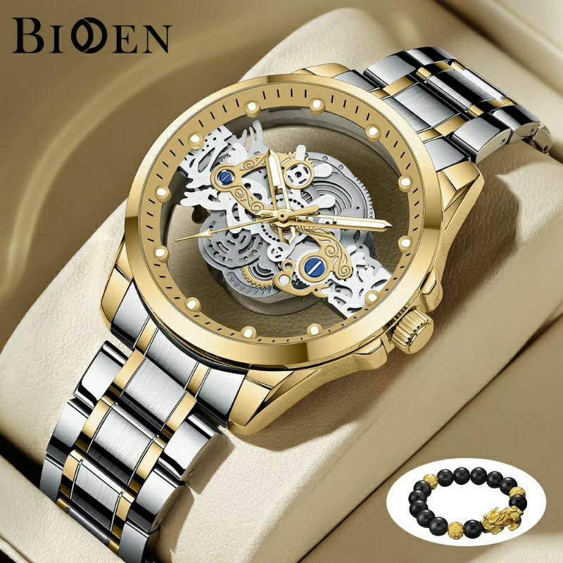 ORIGINAL BIDEN TRANSPARAN MULTIFUNGSIONAL JAM TANGAN RANTAI ANALOG PRIA KASUAL TERLARIS WATERPROOF