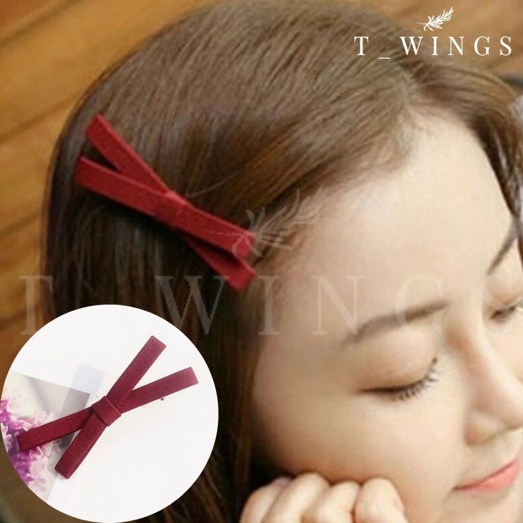 [ TWJ_017 ] JEPIT PITA  MERAH PANJANG / JEPIT PANJANG PITA KOREA