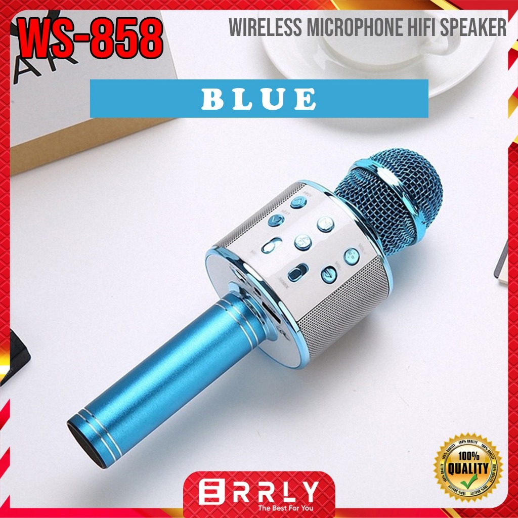 WS-858 Microphone Bluetooh WS858 Wireless Mic Mikrofon Karaoke High Quality WS 858