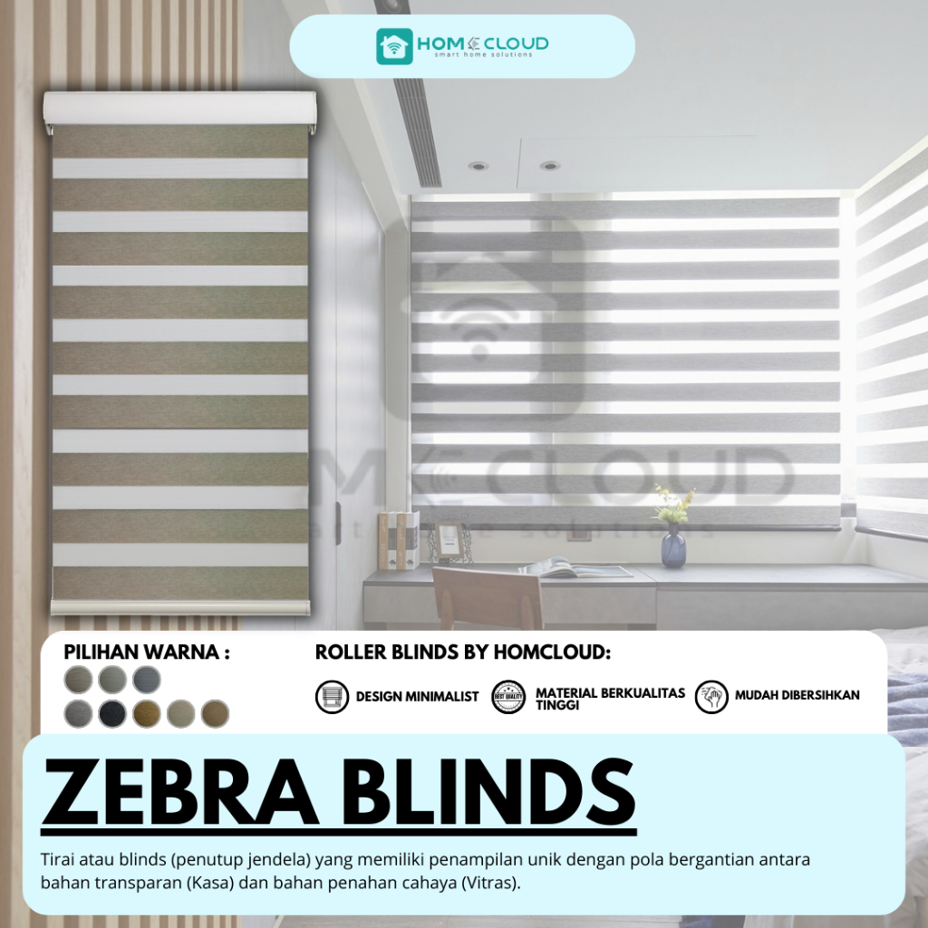 Zebra Blinds otomatis Gorden Zebra Tirai Zebra eletrik - Tirai gulung - Gorden kantor - Gorden Zebra