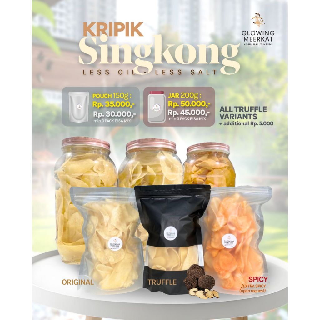 

Kripik Singkong & Kripik Tempe Ori & Spicy, KEMASAN JAR - GLOWINGMEERKAT