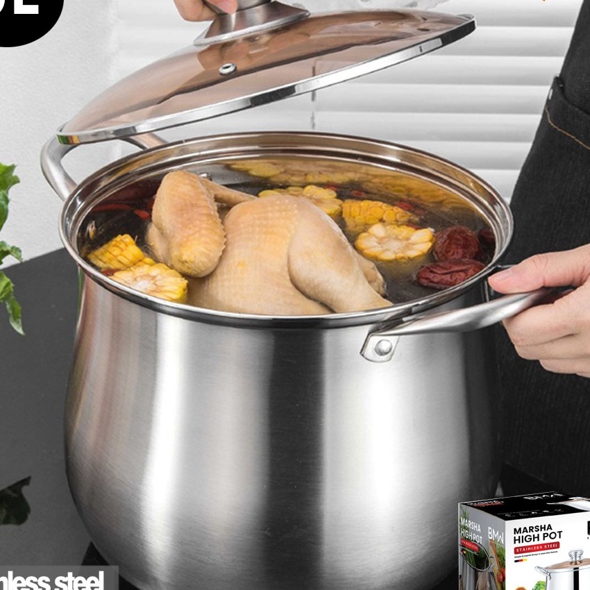 KF7 Gratis Ongkir9 Liter Panci Sup Stainless Panci Besar Serbaguna Kapasitas Tinggi Panci Aladin Pan