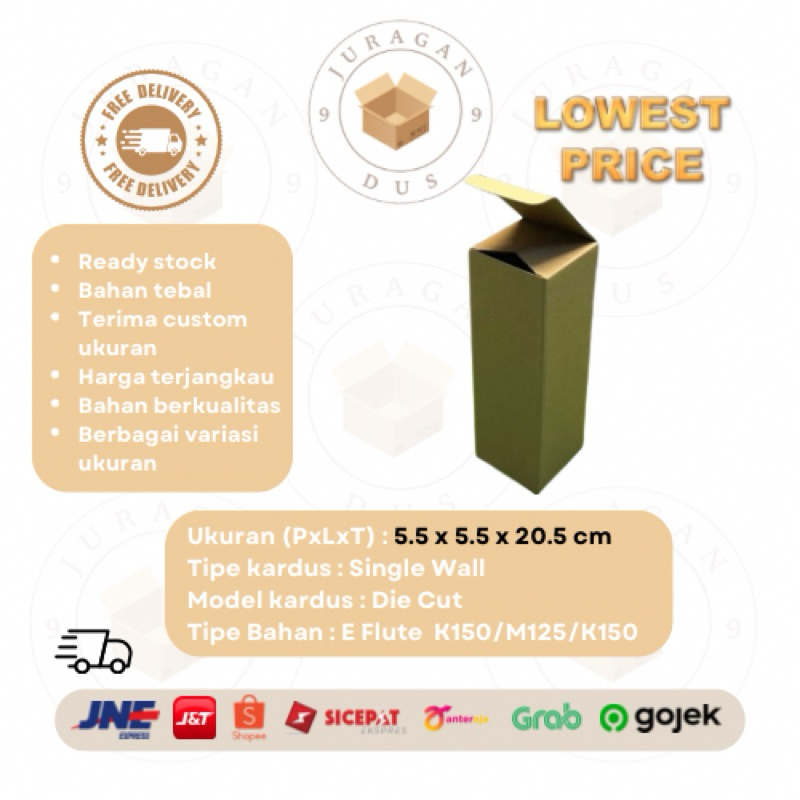 

Kardus Botol Uk 5,5 x 5,5 x 20,5 CM Die Cut