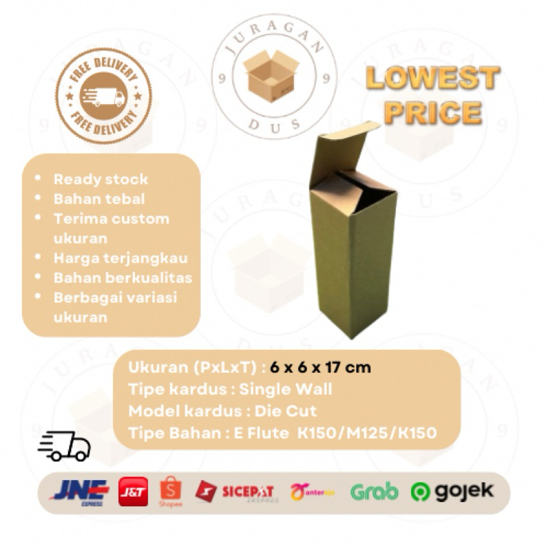 

Kardus Botol Uk 6 x 6 x 17 CM Die Cut