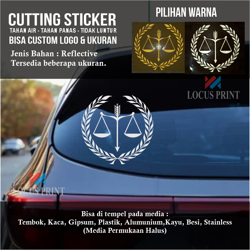 Cutting Sticker Stiker Timbangan Hukum Advokat Lawyer Pengacara Bahan Asahi Reflective