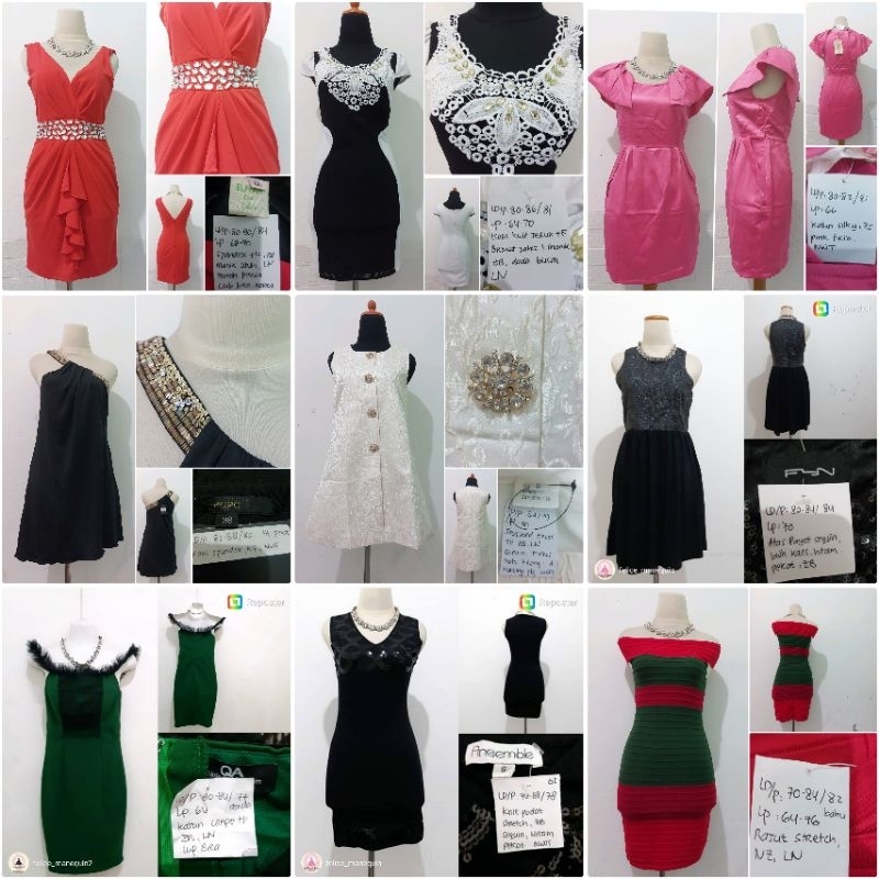 Mini Bodycon Party Dress/Mini Dress Pesta Bodycon Polos Branded