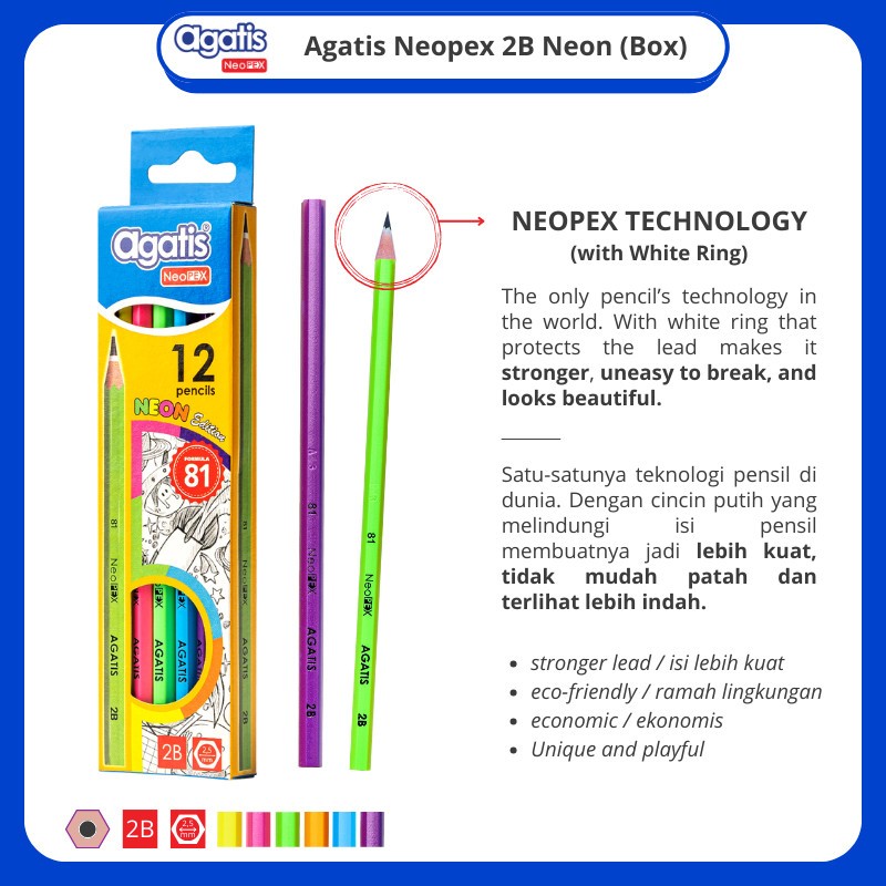 

Pensil 2B Motif Neon Agatis (isi 12)