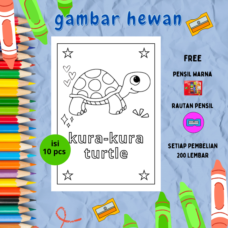 

mewarnai gambar hewan isi 10 pcs