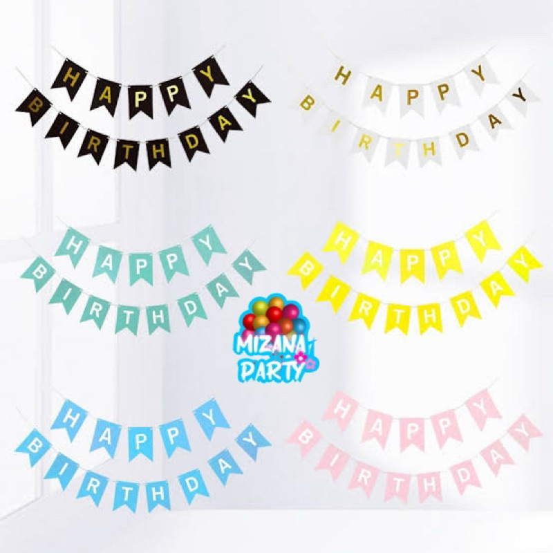 Banner Happy Birthday Warna Warni Backdrop Pesta Bendera Bunting Ultah Segilima Banner Tulisan Ulang