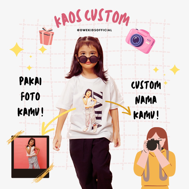 Kaos Anak Custom Foto dan Nama Owekids