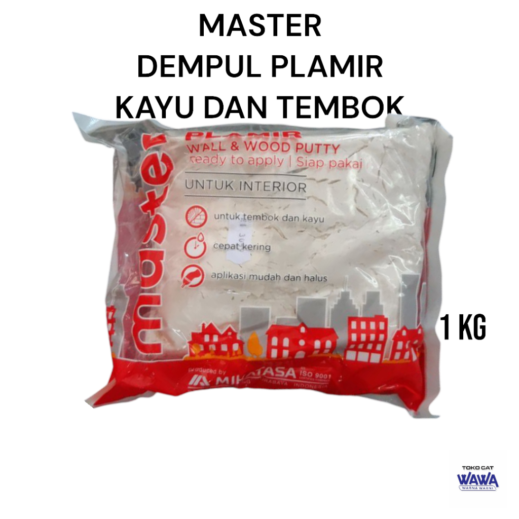 Master Plamir / dempul tembok dan kayu praktis siap pakai isi 1kg | 5kg free sabun
