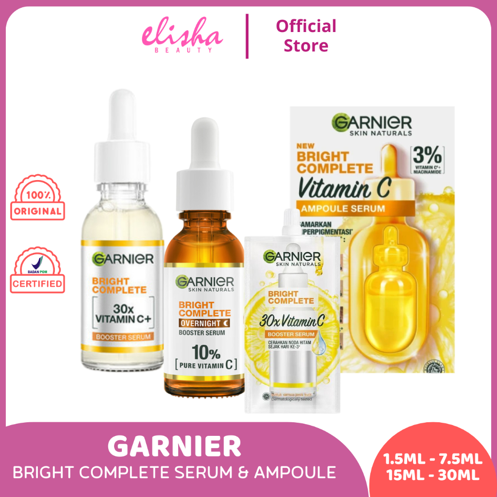 Garnier Bright Complete Vitamin C Ampoule Serum - Booster Serum 30x - Overnight Serum