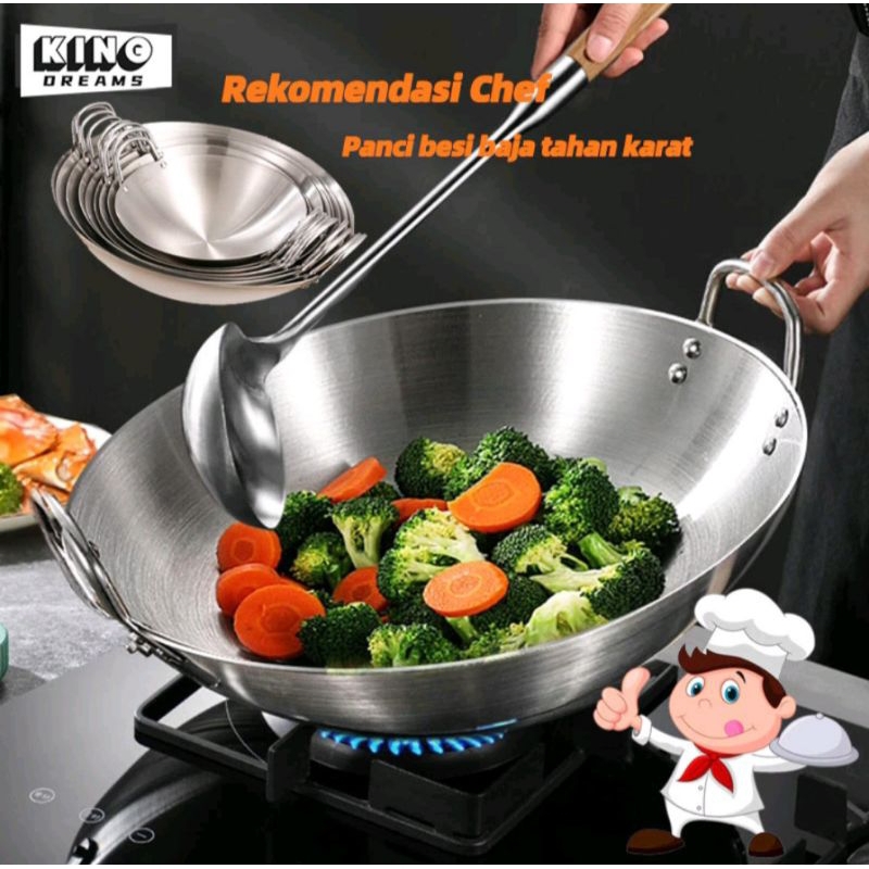 WAJAN BESI STAINLEES STEEL / KUALI PENGGORENGAN ANTI LENGKET