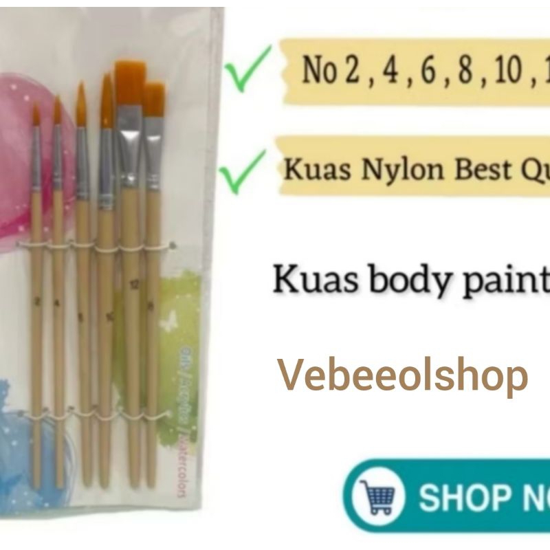

KUAS FACE BODY PAINTING KUAS LUKIS TUBUH WAJAH BRUSH SET ISI 6 PCS