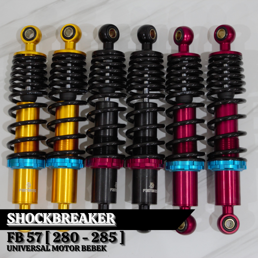 Shock Belakang Bebek Fastbikes FB57 Shockbreaker Motor Bebek Shock 280mm Bebek Non Tabung Shock Bela