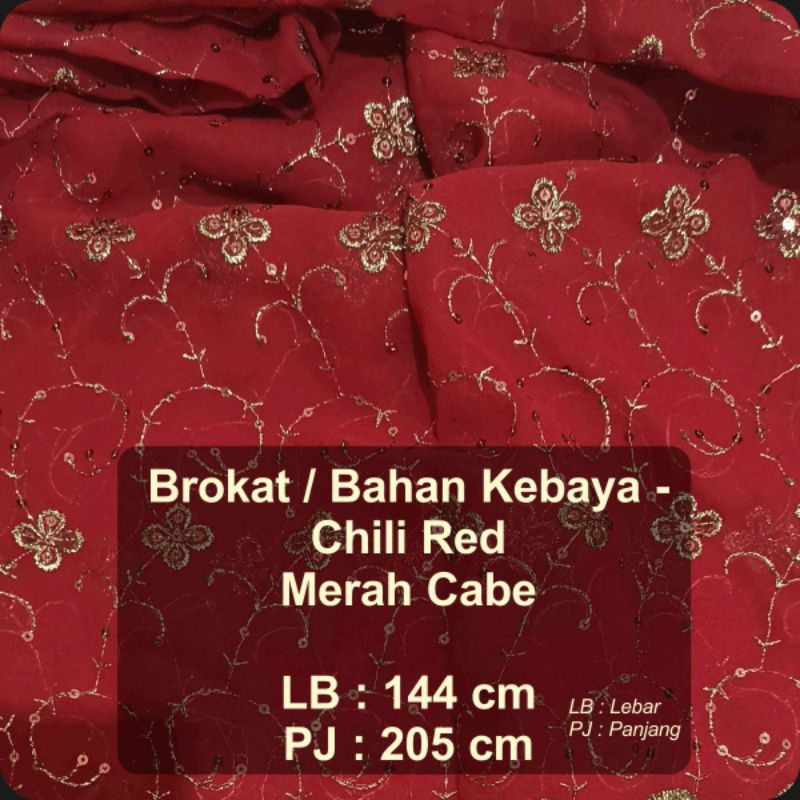 Kain Brokat Meteran Bahan Kebaya - Chili Red / Merah Cabe