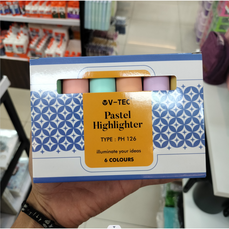 

V-tec Highlighter Pastel Set Isi 6 pcs Warna Type PH 126