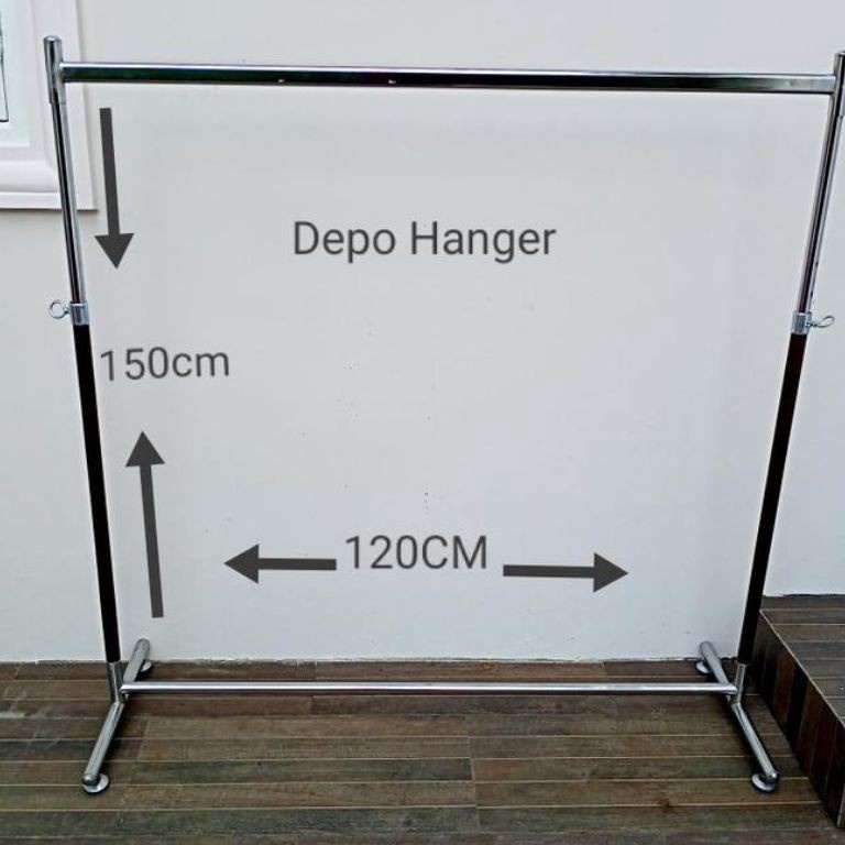 Serbuuuu GANTUNGAN BAJU GAWANG KOTAK BAHAN BESI CROME JEMURAN BAJU