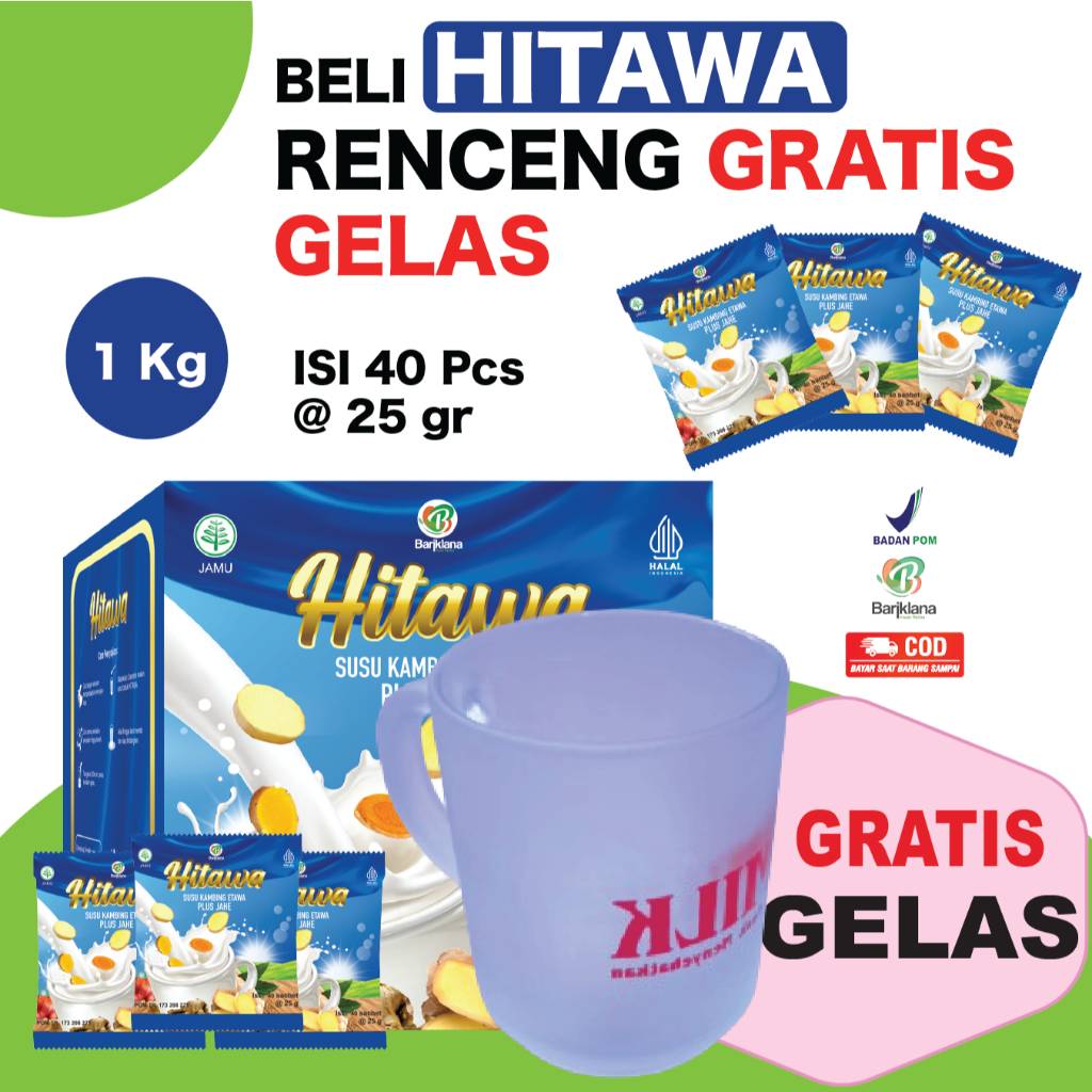 

[BISA COD + GARANSI] [GRATIS GELAS] Hitawa Susu Kambing Plus Jahe | Mengobati Nyeri Sendi dan Tulang | Menghambat Osteoporosis isi 40 Saset @25 gr