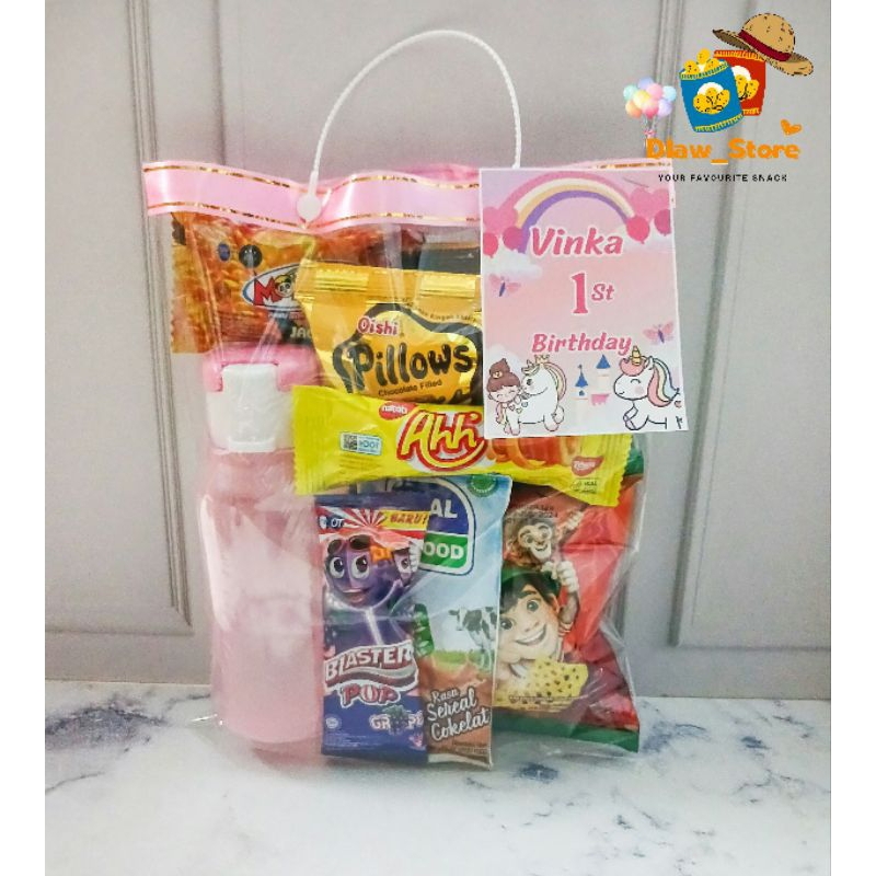 

Bingkisan Snack Ulang Tahun Anak Hampers Ultah+Botol Sovenir