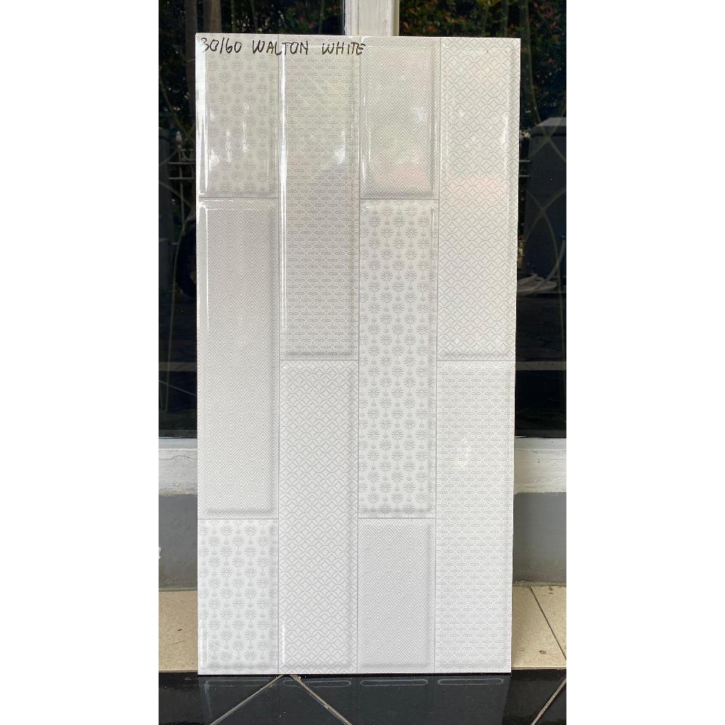 Keramik Dinding 30x60 Rectified Walton White Putih Motif Mengkilap (Tegal Brebes Pemalang Slawi)