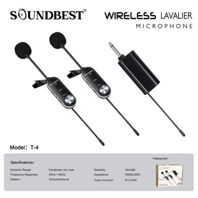 Mic Microphone Wireless Clip On Soundbest T-4 Mic Jepit 2bh Original