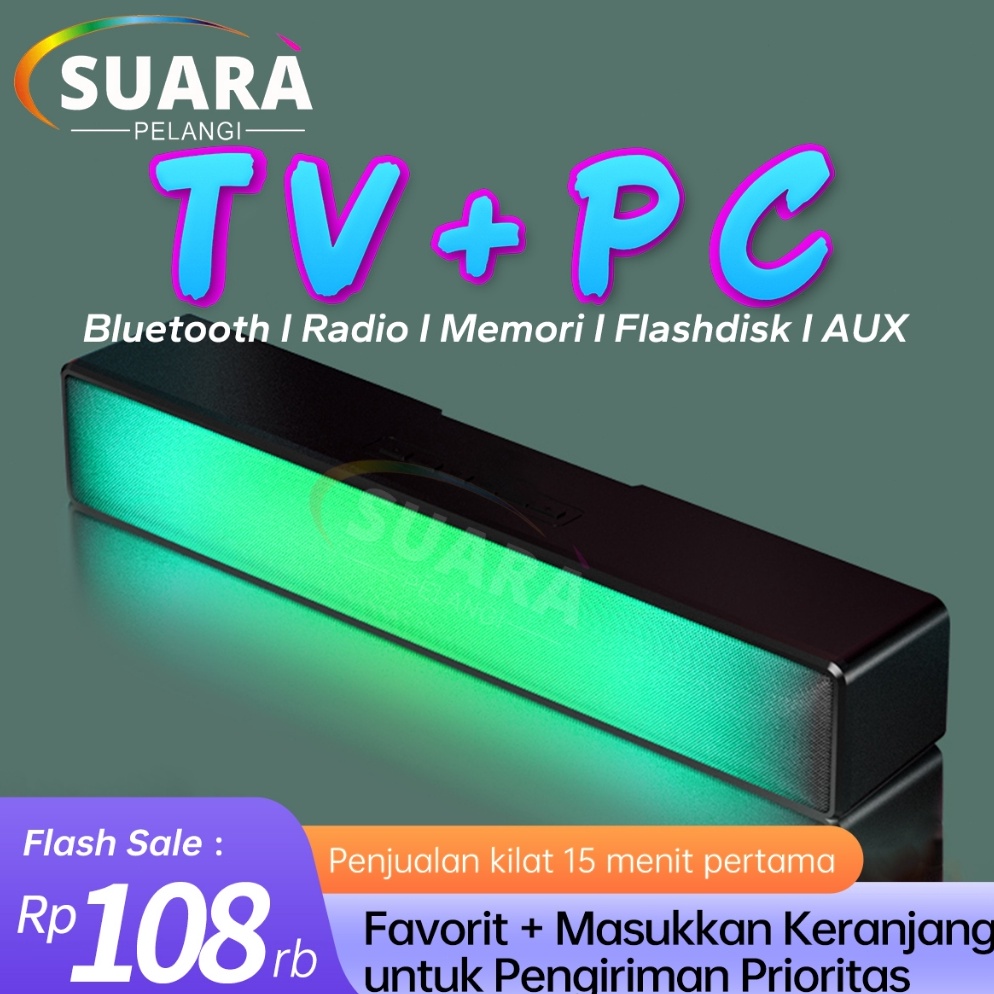 Model Baru TVPC BASSSpeaker Bluetooth Soundbar TV Super Bass RGB Robot 2 Speakers JBL Original Lapto
