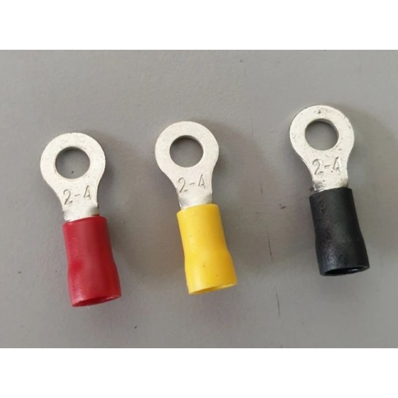 Skun RF 2 - 4 Skun Kabel model Ring Bulat dengan Isolasi untuk Kabel 2mm Lubang Baut 4mm