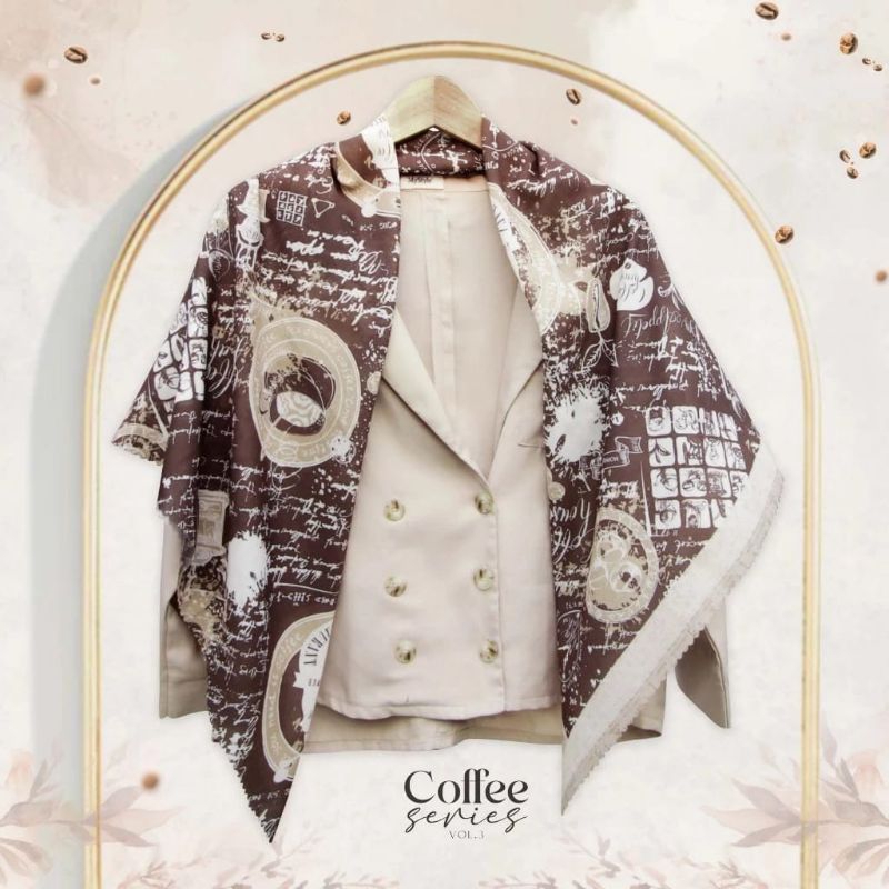 Grosir Hijab Jilbab Kerudung coffee series vol. 3 140 x 140 cm Syar'i Jumbo motif Coffee / Qohwah / 