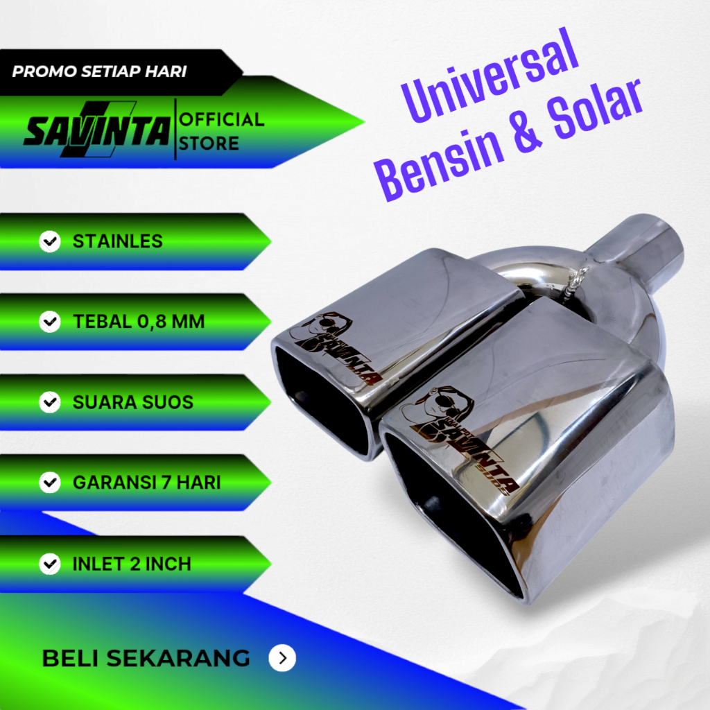Savinta Knalpot Suos Wajik Cabang Stainles Mobil Bensin Solar Truk