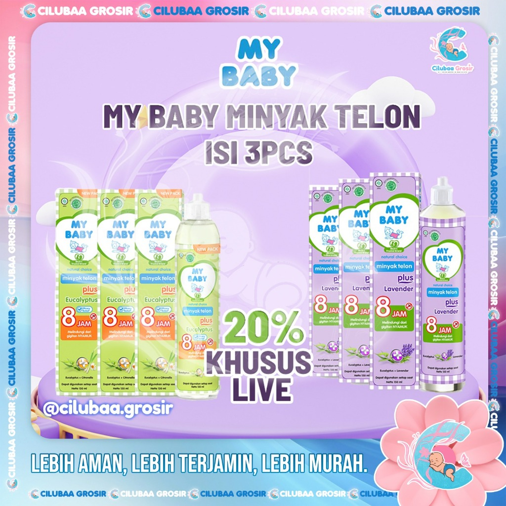 3 PCS MY BABY Minyak Telon Plus Eucalyptus & Lavender 150ml || Minyak Telon Anti Nyamuk 8 Jam