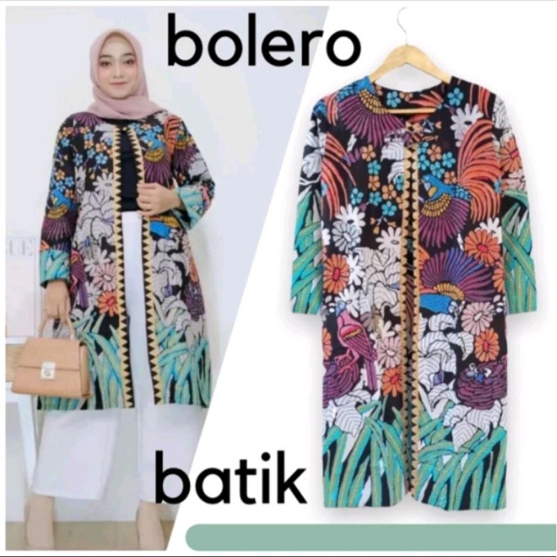 outer panjang batik bunga bahan katun batik solo halus ukuran all size fit xxl