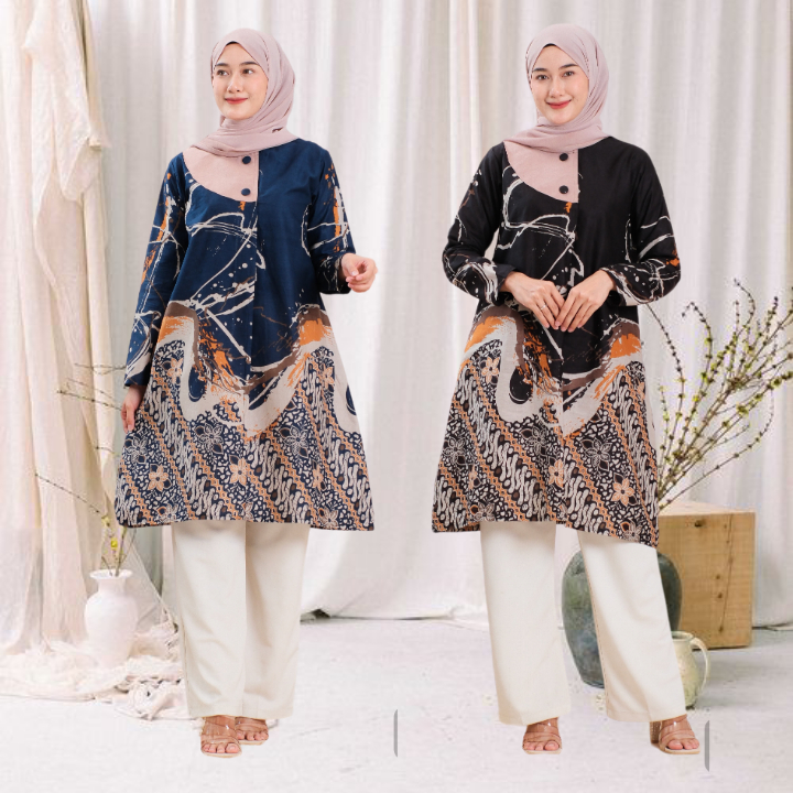 Atasan Wanita Baju Tunik Batik Jumbo Size M L XL XXL 3XL 4XL LD 130cm Tunik Jumbo LD 130 Tunik Jumbo