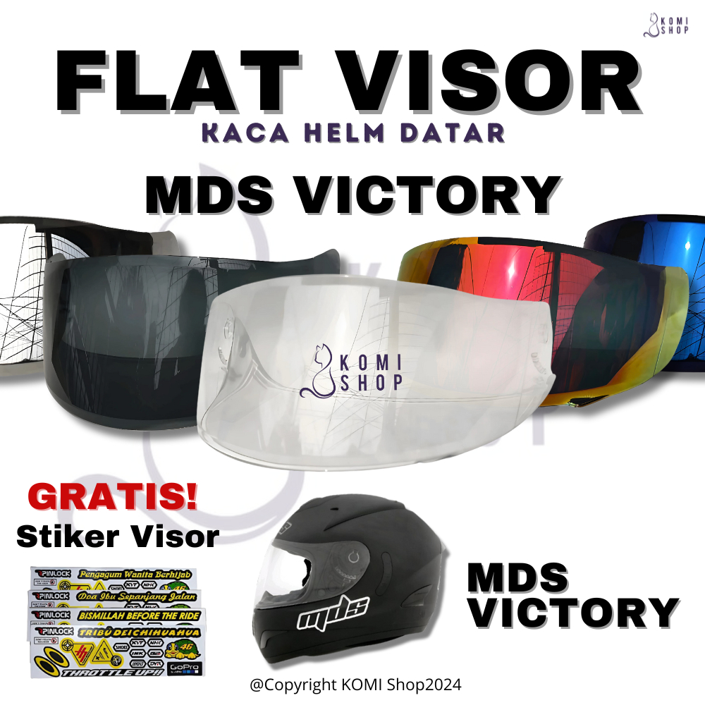 Kaca Helm MDS VICTORY Free Stiker Visor Full Face Kaca Helm Datar Handarb MDS VICTORY