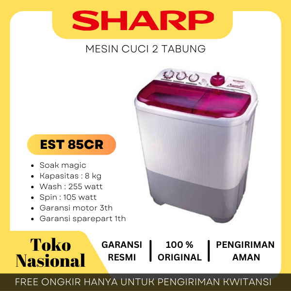 [cianjur] Mesin Cuci SHARP EST 85CR 2 tabung 8kg EST 85 CR