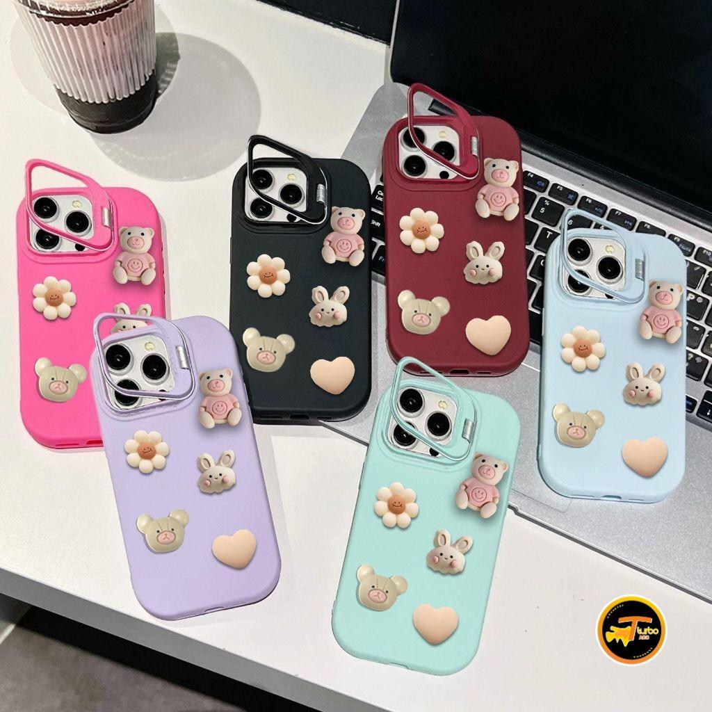 GC99 3D RABBIT FLOWER MACARON STAND SOFTCASE/CASING HP COMPATIBLE FOR REALME C25 C12 C30 C30S C31 C3