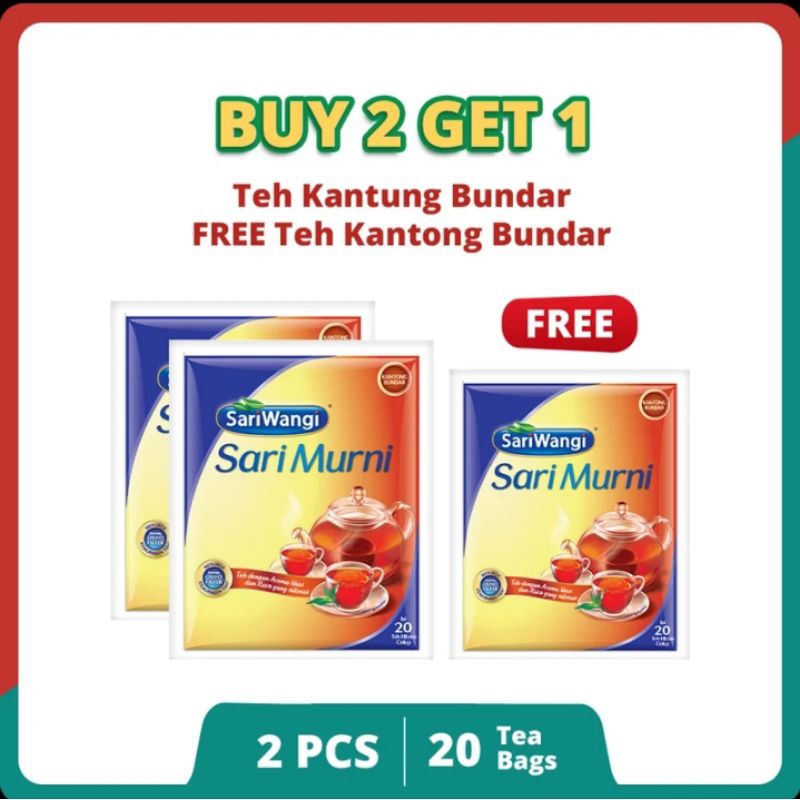 

Sariwangi Sarimurni 3 bag teh Sariwangi kantong bundar isi 20 pcs