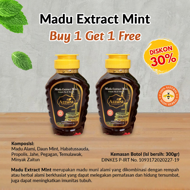 

Madu Extract Mint AZZURA 300gr (Buy 1 Get 1)